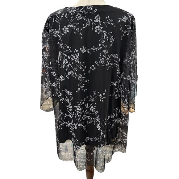 Miusey Black and Gray Sheer Over Solid Black Lining Blouse Size 3XL EUC - Picture 4 of 4